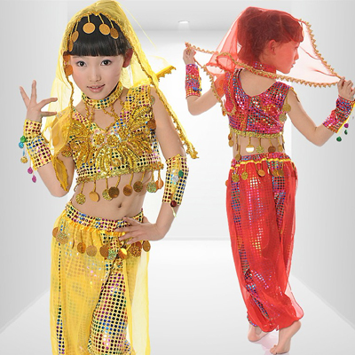 5Cgo  14260690486  兒童印度舞演出服裝女童民族表演服新疆舞服裝兒童舞蹈服演出服 YAN27000