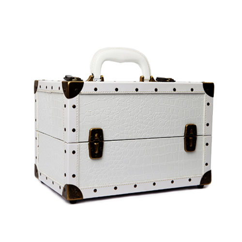 5Cgo 22452784076 高端定制系列複古化妝箱 專業級白色鉚釘時尚彩妝箱 登機收納箱 首飾箱美甲箱 MIK32000
