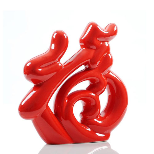 5Cgo 12570958391 現代時尚家居裝飾品擺設 中國紅陶瓷器福氣臨門 裝飾工藝品 擺件 SHM83000