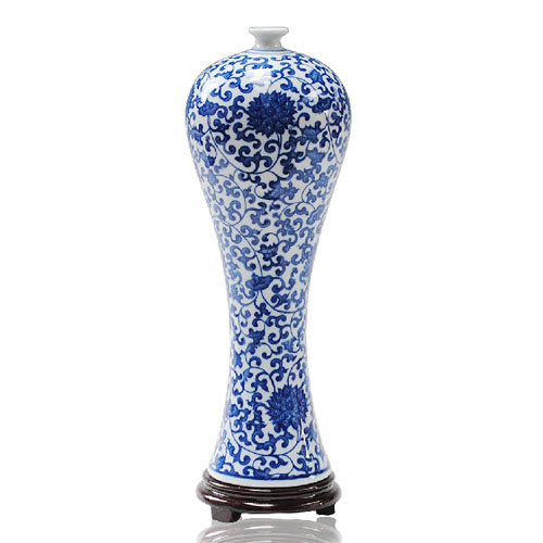 5Cgo 13454100024 景德鎮陶瓷器 青花瓷花瓶現代時尚工藝品擺設 家居 纏枝美人瓶 SHM54000 