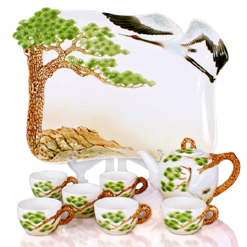 5Cgo 20793284986 功夫茶具 松鶴延年 陶瓷茶具套裝 結婚禮品 MIK84300