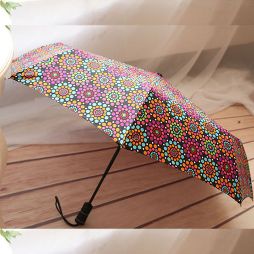 5Cgo 18107356648 全自動晴雨傘 夏季新款卡通小熊英倫複古皮質手柄三折傘女傘 MIK85000
