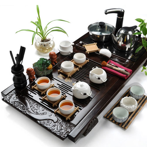 5Cgo 18840117564 高檔功夫茶具套裝特價 汝窯陶瓷茶盤實木 頂級大號電磁爐茶具（套裝十一）SHM08800