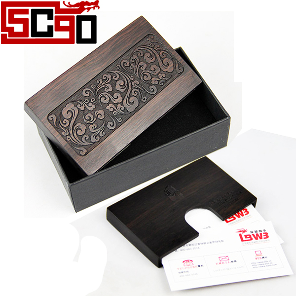 5Cgo 個性定制黑檀木質名片盒 名片夾 男士 商務禮物 送領導 送老公禮品p83100