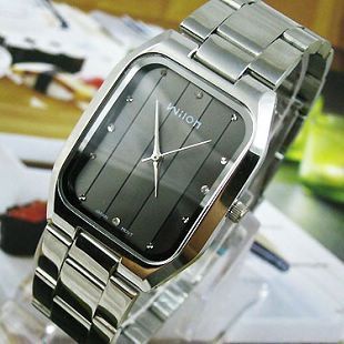 5Cgo 威龍 wilon 方形 手錶 男士時裝手錶 時尚 鋼帶 條紋 水鑽 82000