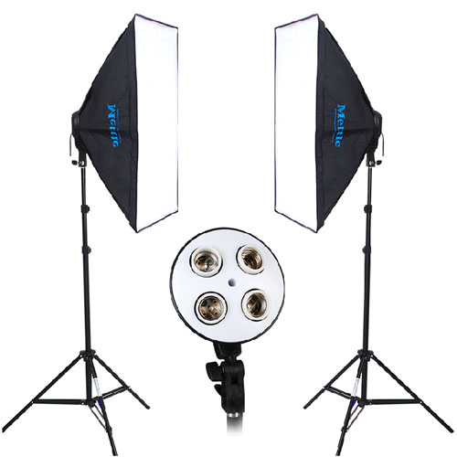 5Cgo 14034499013 美圖METTLE四聯攝影燈具攝影器材 服裝人像攝影棚柔光箱套裝 SHM87200