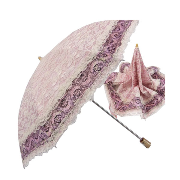 5Cgo 24060036647 蕾絲公主傘 二折雙層防紫外線太陽傘 絕美遮陽晴雨傘 日韓刺繡傘 MIK96000