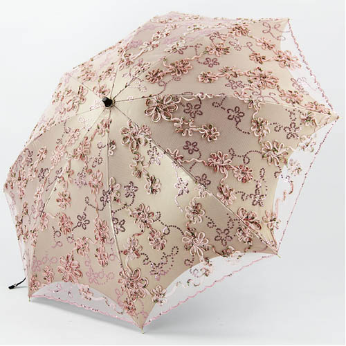 5Cgo 二折雙層立體刺繡防紫外線 防曬傘 太陽傘 遮陽傘 繡花傘 雨傘 折疊傘 晴雨傘 公主傘 LXM54100