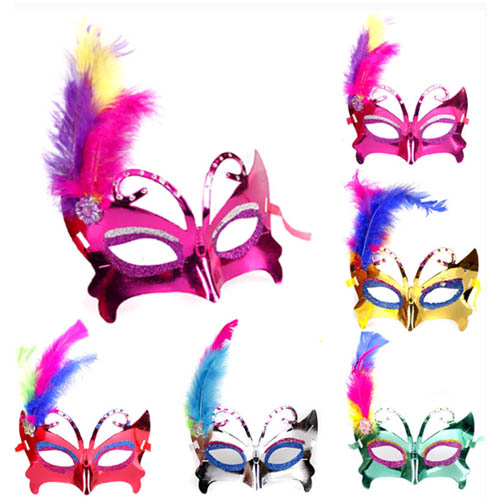 5Cgo 17161708220 兒童節街舞會面具兒童成人 蝴蝶側毛面具 彩繪公主面具21g（十個）LXM71000