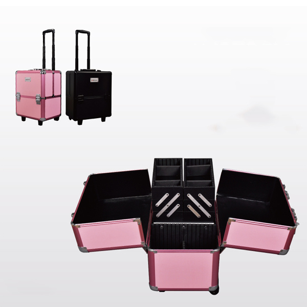 5Cgo  21241332153  粉色多層拉杆化妝箱 專業大號 美發美甲彩妝箱 化妝拉杆箱 收納 MIK82200