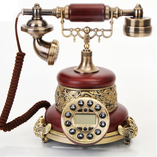 5Cgo 10299196646 樹脂仿木紋復古電話機 歐式高檔老式仿古電話創意 帝王之家 XXY63300