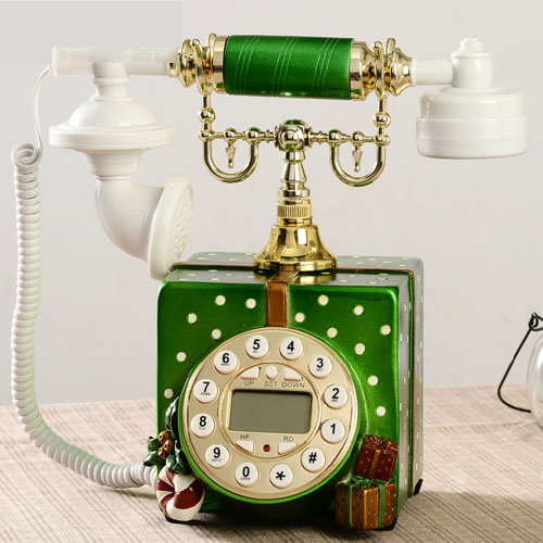 5Cgo 19505953854  田園風格復古電話機創意歐式電話 樹脂仿古電話座機聖誕禮物盒 XXY07200
