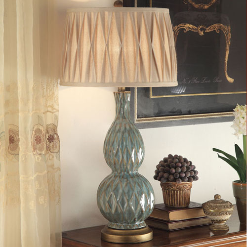 5Cgo 24528680997  歐式陶瓷台燈現代美式奢華創意別墅客廳書房臥室燈具 SHM99300 