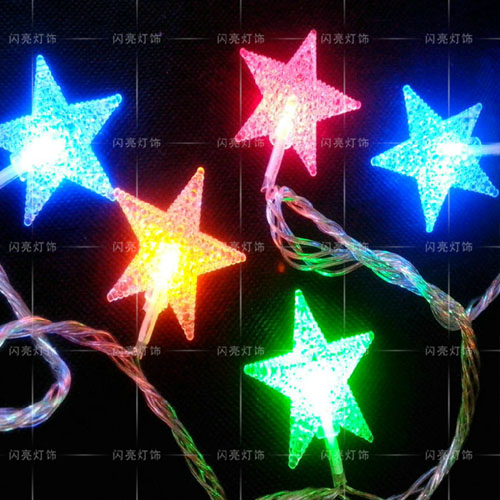 5Cgo 15963747918 LED彩燈閃燈 珠光五星燈串 聖誕滿天星 銅線防水裝飾串燈 SHM93000