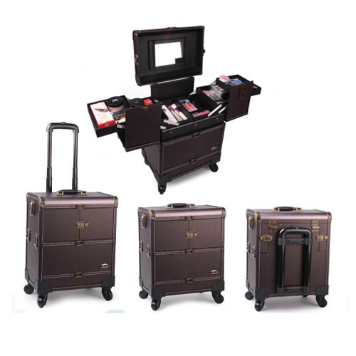 5Cgo 36085957789 專業時尚帶鏡拉杆化妝箱 跟裝箱 彩妝箱 美甲箱 收納箱 登機箱盒 MIK07500