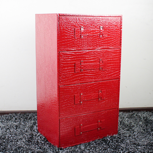 5Cgo 3746094018高檔紅色鱷魚紋皮藝 儲物櫃,抽屜櫃,收納櫃 ZYH285000