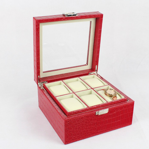 5cgo 7438266442  奢華皮革首飾盒 手表盒 收藏 手表箱6支裝 手飾盒 ZYH84100