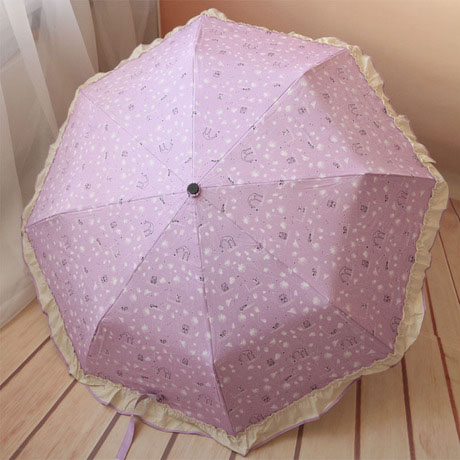 5Cgo 19477117847 銀膠傘晴雨傘大傘面裙擺邊波點鉛筆傘防紫外線遮陽遇水開花 ZSJ05000