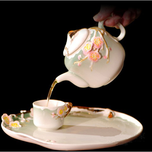 5Cgo 13678374232  雪中梅 陶瓷整套茶具套裝 茶具 茶盤 茶杯  CHX87100