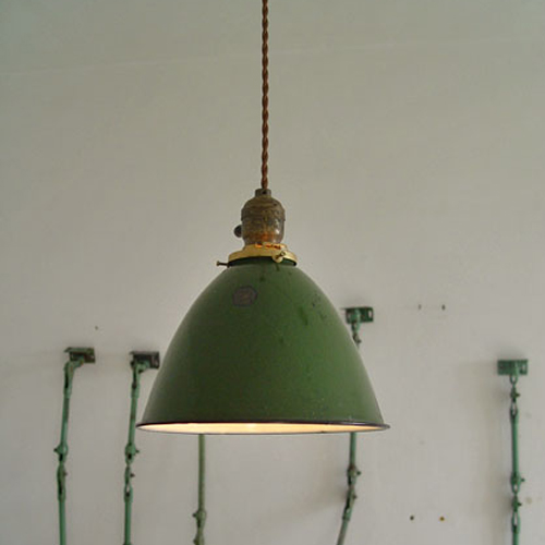 5Cgo 36835280951 vintage美國古董industrial工業風格40年代加油站用綠搪瓷吊燈 SHM58800