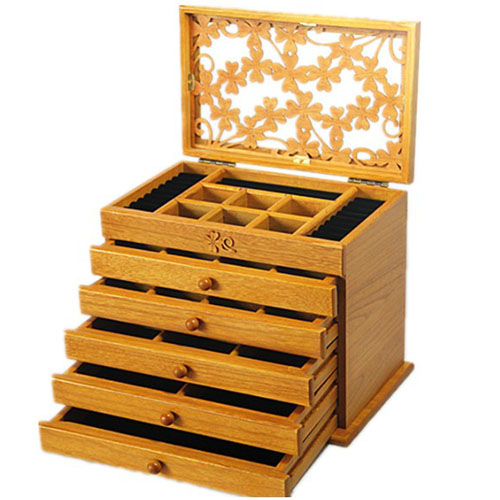 5Cgo 14109003060 全面新款大容量首飾盒 四葉草六層實木首飾盒 木質首飾盒 珠寶盒 ZXJ86100
