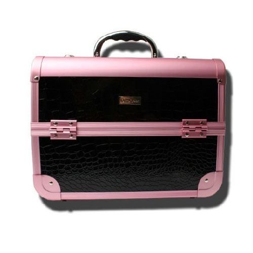 5Cgo 8223800496 化妝工具專業品牌 粉色鋁合金邊框壓花手提化妝箱 收納箱 旅行箱 MIK88200