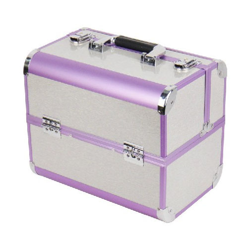  5Cgo  10922492799 美妝工具大號專業化妝箱/盒 紫鋁邊板式 手提大容量 化妝師必備 收納箱 MIK82100