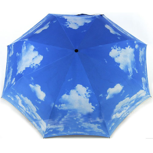 5Cgo 37531219766 藍天白雲雨傘折疊 韓國創意超強防曬傘遮陽傘黑膠晴雨傘 ZXJ23000