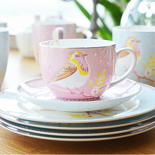 5cgo 36014549070 歐洲品牌MUSE 可愛小鳥Robin 咖啡/英式紅茶 骨瓷杯碟套裝  ZYH06000