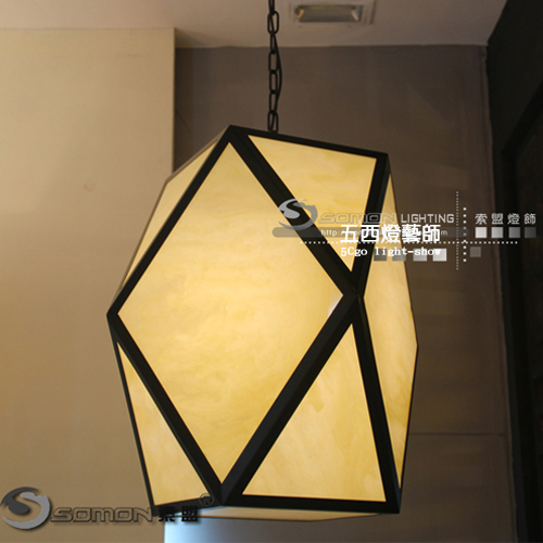 5cgo 18607381151   新中式Plien吸頂燈 創意多邊形臥室 客廳 餐廳 書房布藝吸頂燈  SHM02500