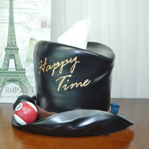 5Cgo 18559698781 創意歐式可愛客廳家用樹脂桌球帽子紙巾筒紙巾盒卷紙筒  ZXJ97000