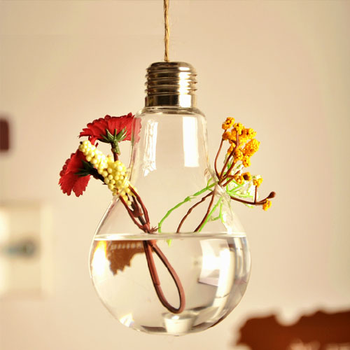 5cgo 18798034640  創意燈泡狀懸掛窗戶吊飾花瓶 歐式水培玻璃花瓶 時尚家居飾品擺件 (6個)  SHM73000