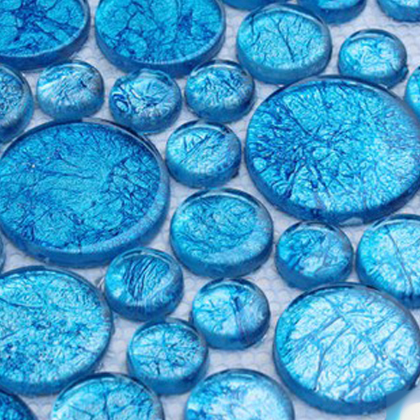 5Cgo 19065168791 藍 圓形玻璃馬賽克 地中海瓷磚 浴室拼圖背景牆貼 地面  衛生間 家居 裝修 墻磚 多色  CHX75000
