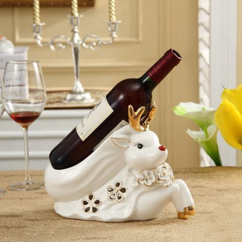 5Cgo 18596778390 創意陶瓷小白兔紅酒架時尚現代家居裝飾擺件新房擺布工藝品 ZXJ06100