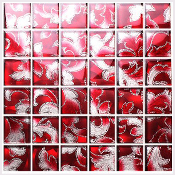 5Cgo 19793837347 背景牆貼玄關客廳裝飾 水晶玻璃紅色拼花馬賽克瓷磚  衛生間 家居 裝修 墻磚 多色  CHX13000