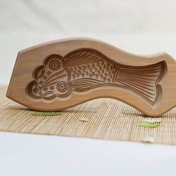 5Cgo 35733599486 精致 優質梨木雕刻 饅頭 南瓜餅 糕點 烘焙 木質模具 中號鯉魚CJS93000